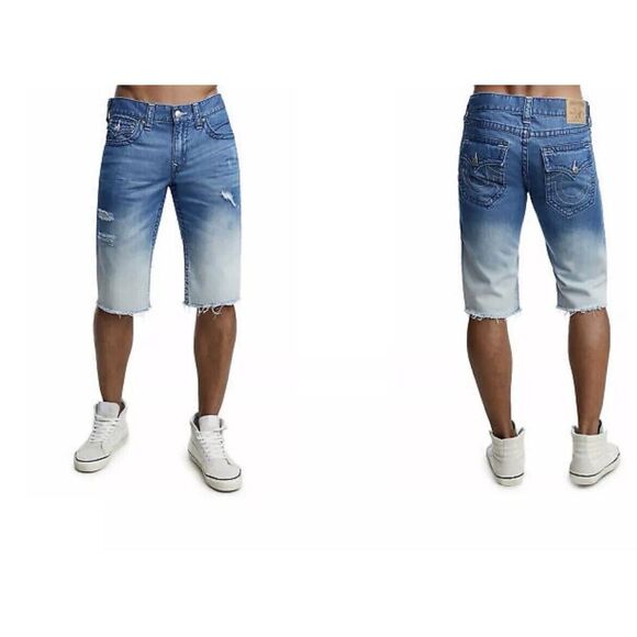 True Religion Other - True Religion Straight Flap Cut Off Shorts - Size 38 - Ombre Blue